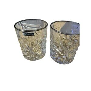 Set of 2 Shannon Crystal by Godinger Double Old Fashioned Glasses - Diamond Cut